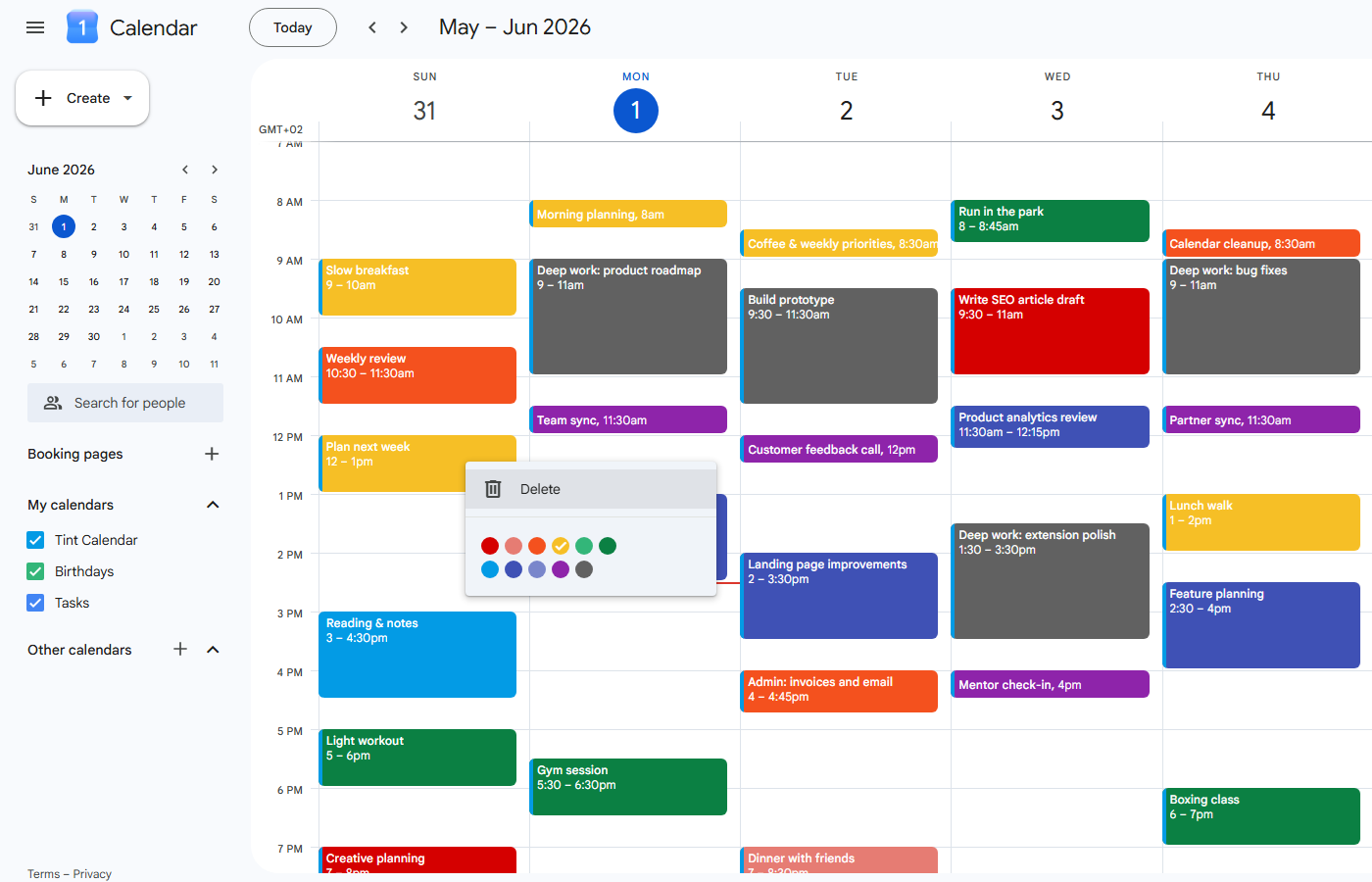Change color of a single Google Calendar event