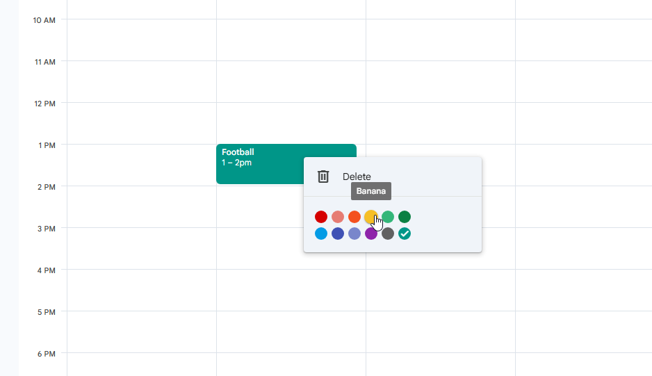 Change event color in Google Calendar from the desktop event menu