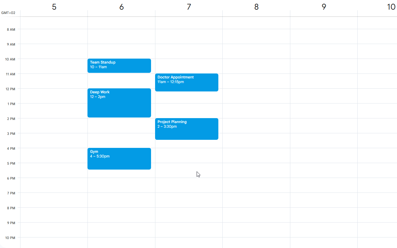 Default Google Calendar view