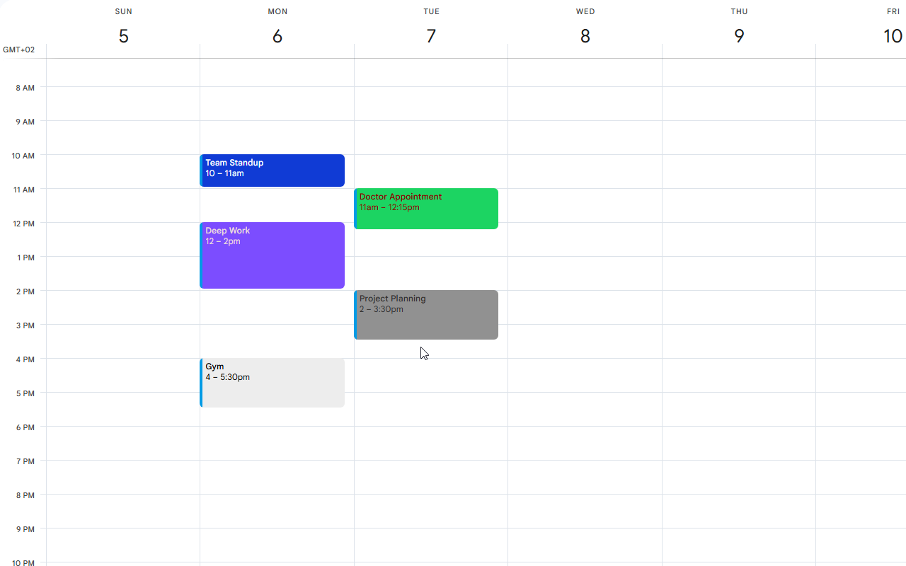 Calendar with custom text colors
